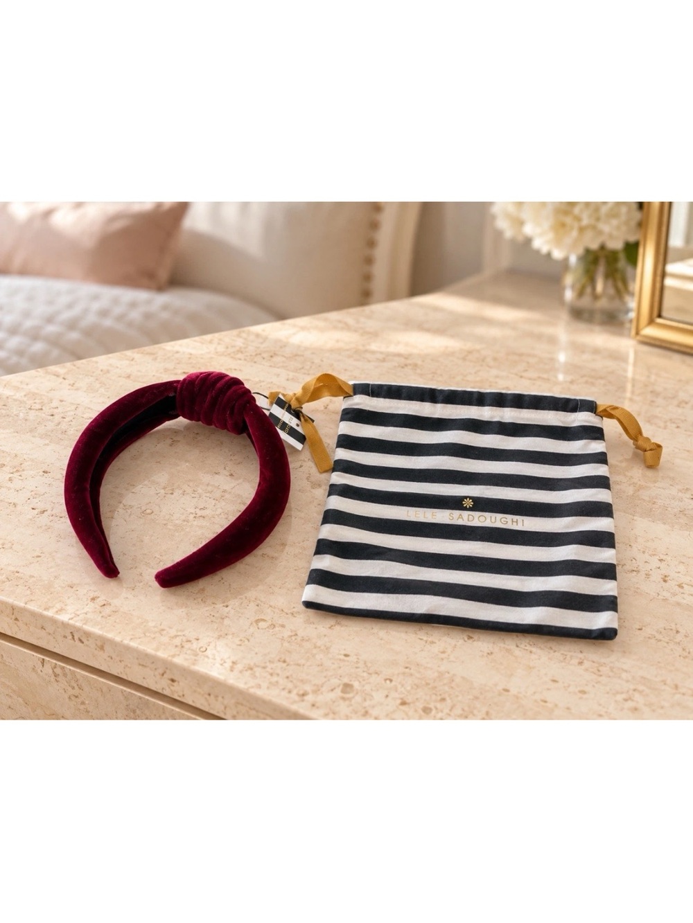 NEW Lele Sadoughi Burgundy Velvet Knotted Headband Red Maroon